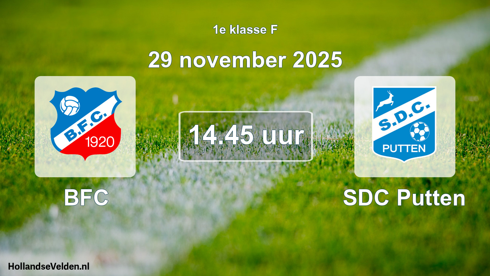 Geplande wedstrijd: BFC - SDC Putten (29 november 2025)