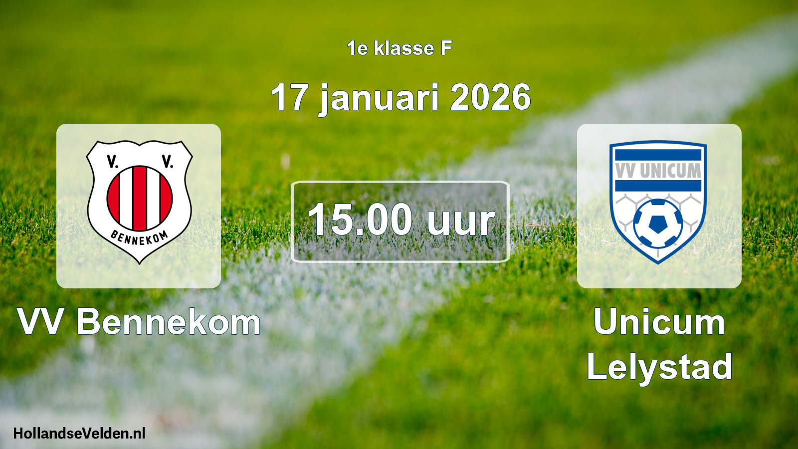 Geplande wedstrijd: VV Bennekom - Unicum Lelystad (17 januari 2026)