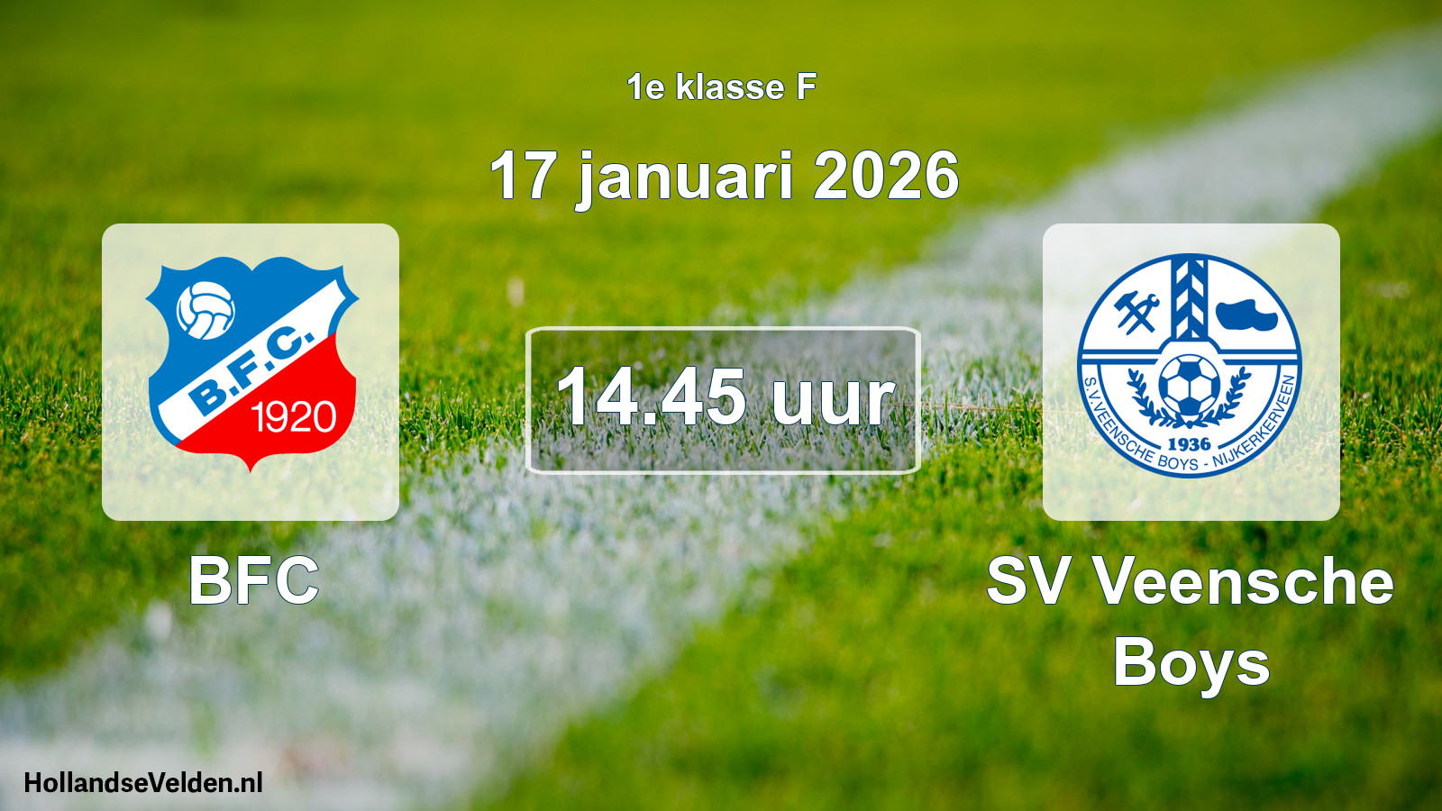 Geplande wedstrijd: BFC - SV Veensche Boys (17 januari 2026)