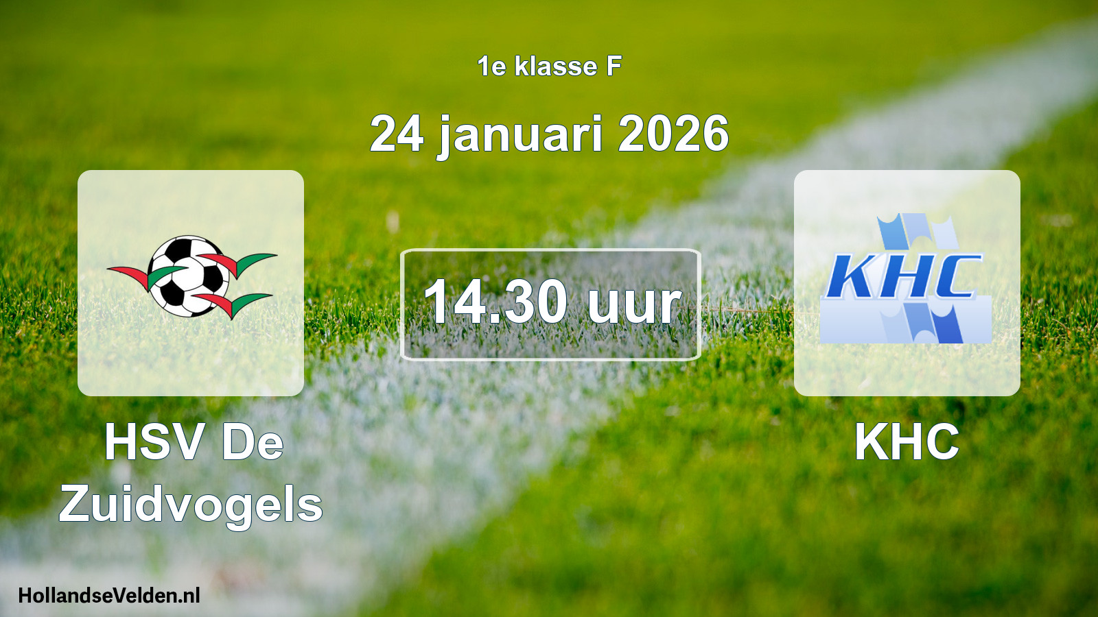 Geplande wedstrijd: HSV De Zuidvogels - KHC (24 januari 2026)