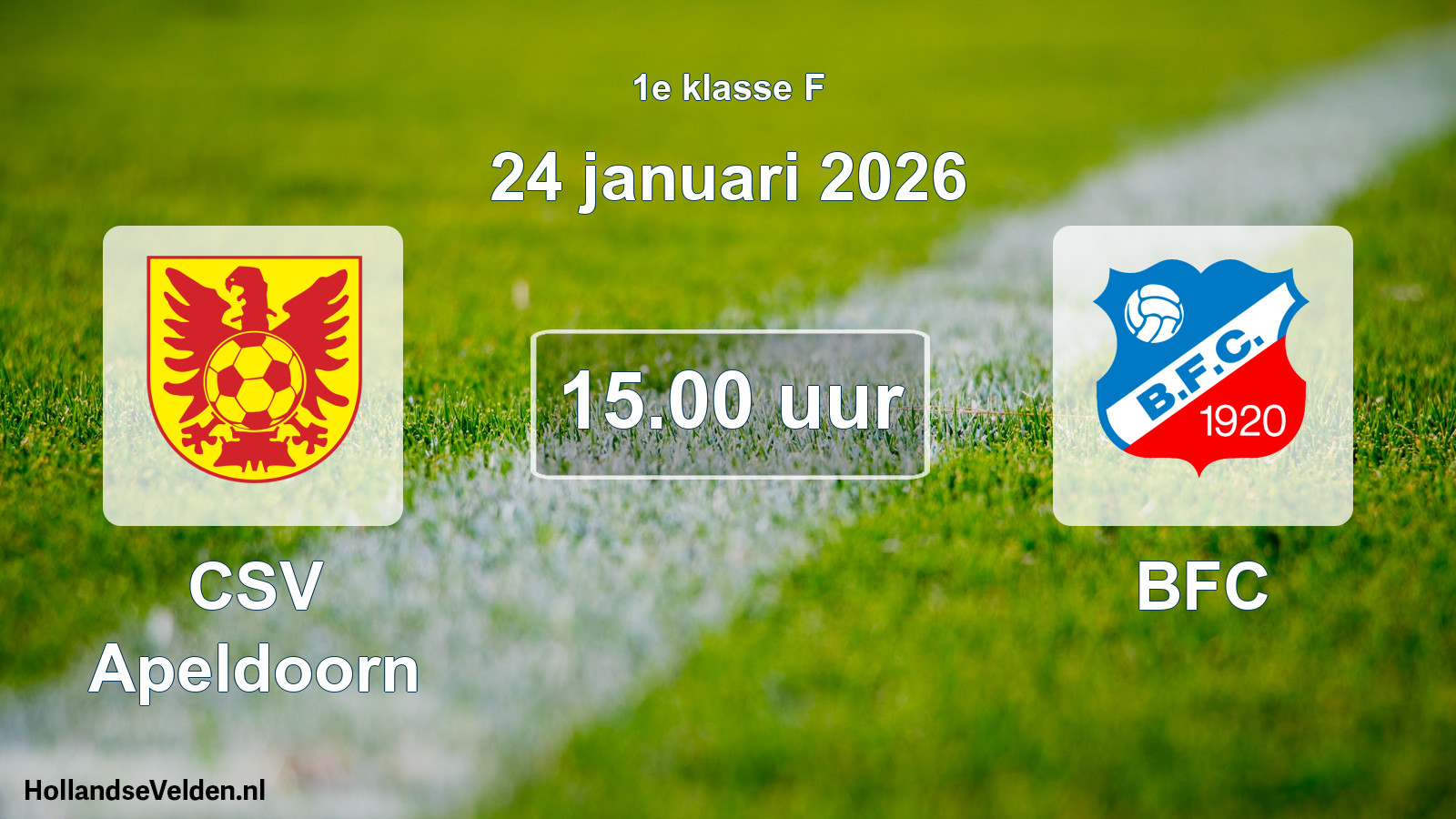 Geplande wedstrijd: CSV Apeldoorn - BFC (24 januari 2026)