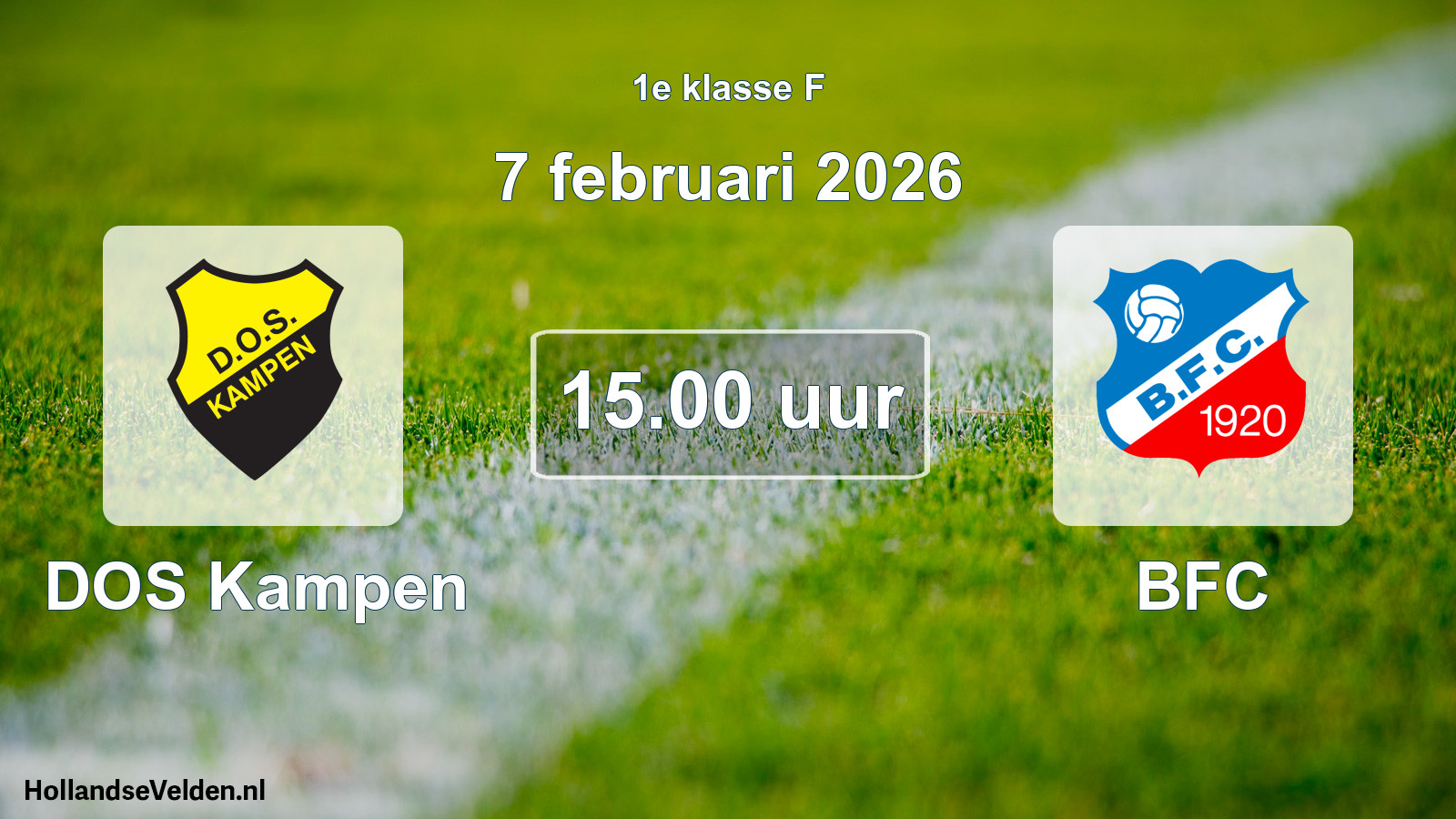 Geplande wedstrijd: DOS Kampen - BFC (7 februari 2026)