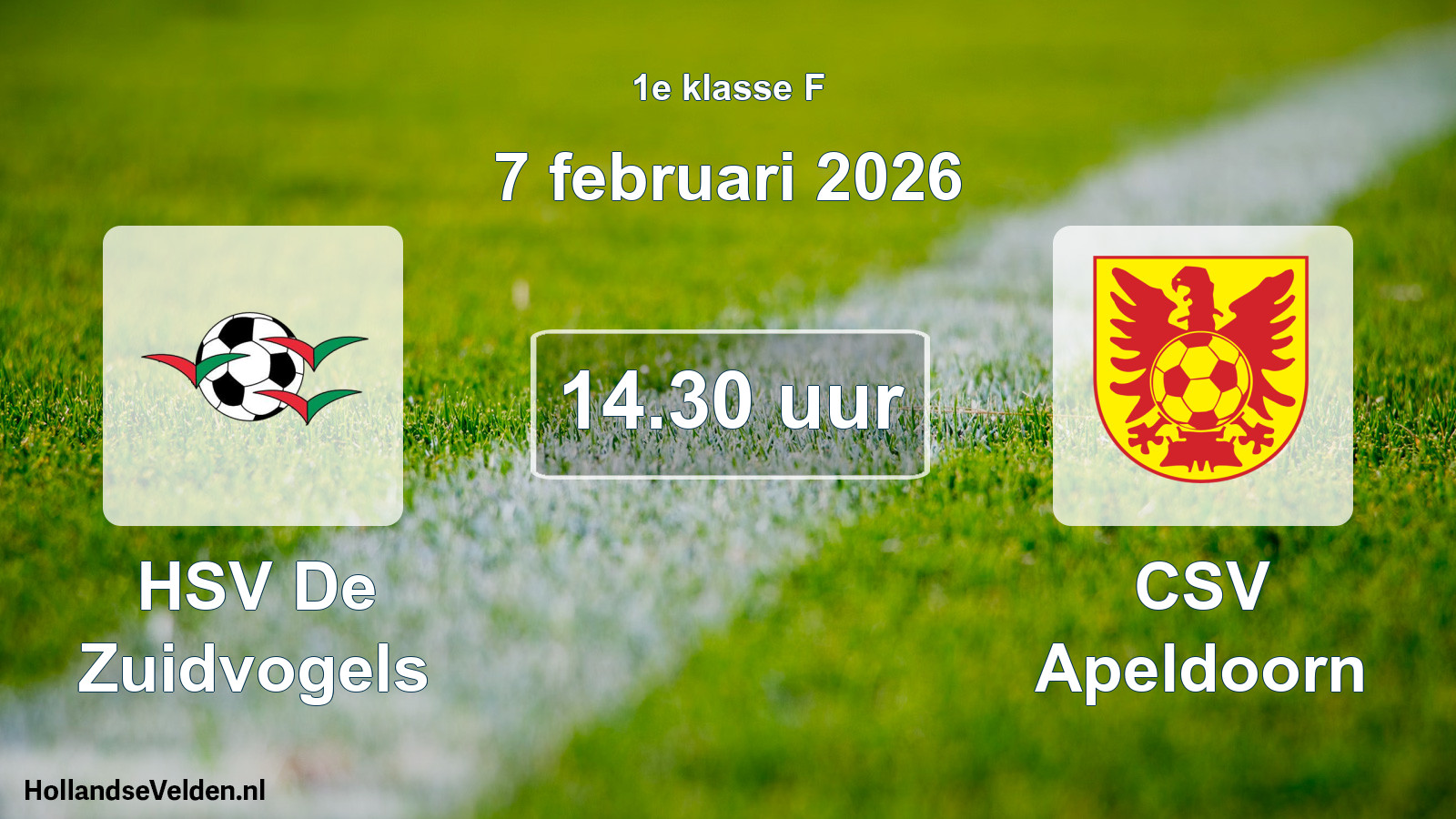 Scheduled Match: HSV De Zuidvogels - CSV Apeldoorn (7 February 2026)