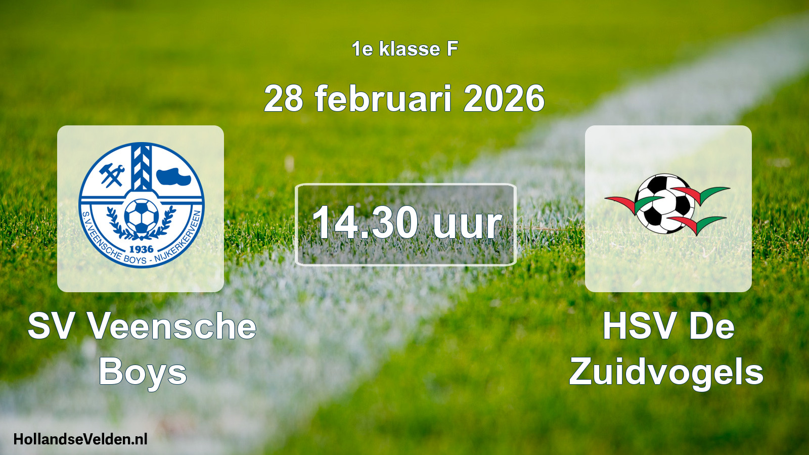 Geplande wedstrijd: SV Veensche Boys - HSV De Zuidvogels (28 februari 2026)