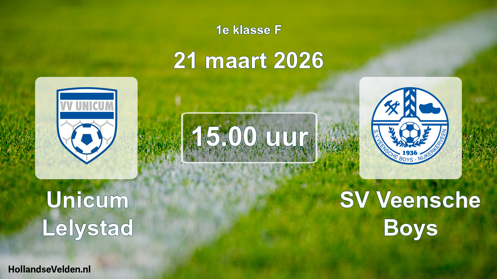 Geplande wedstrijd: Unicum Lelystad - SV Veensche Boys (21 maart 2026)