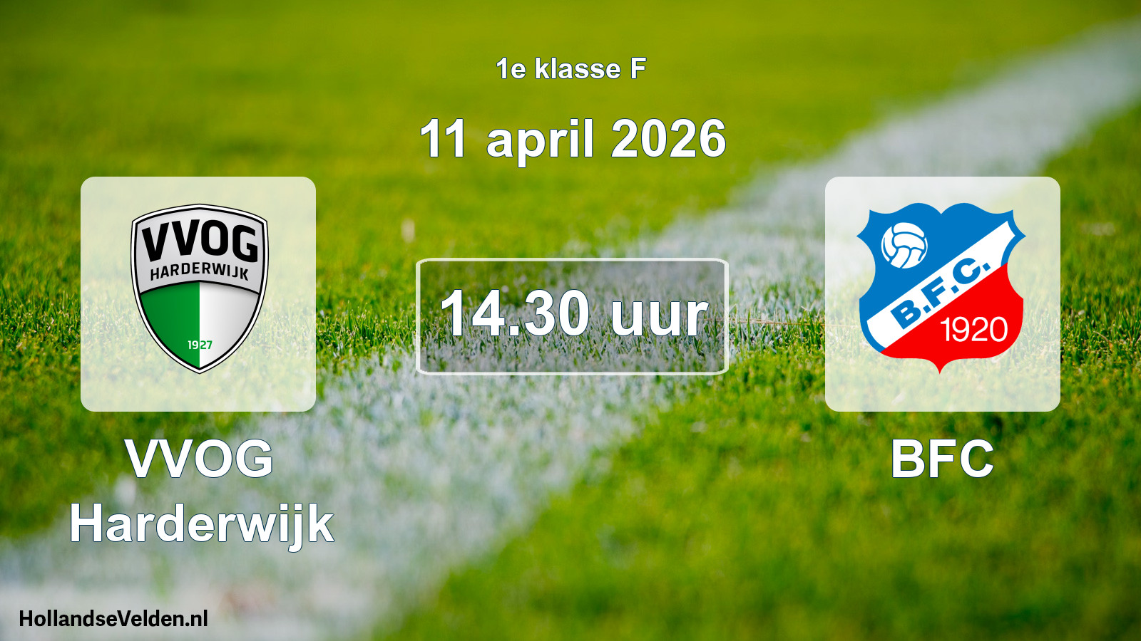 Geplande wedstrijd: VVOG Harderwijk - BFC (11 april 2026)