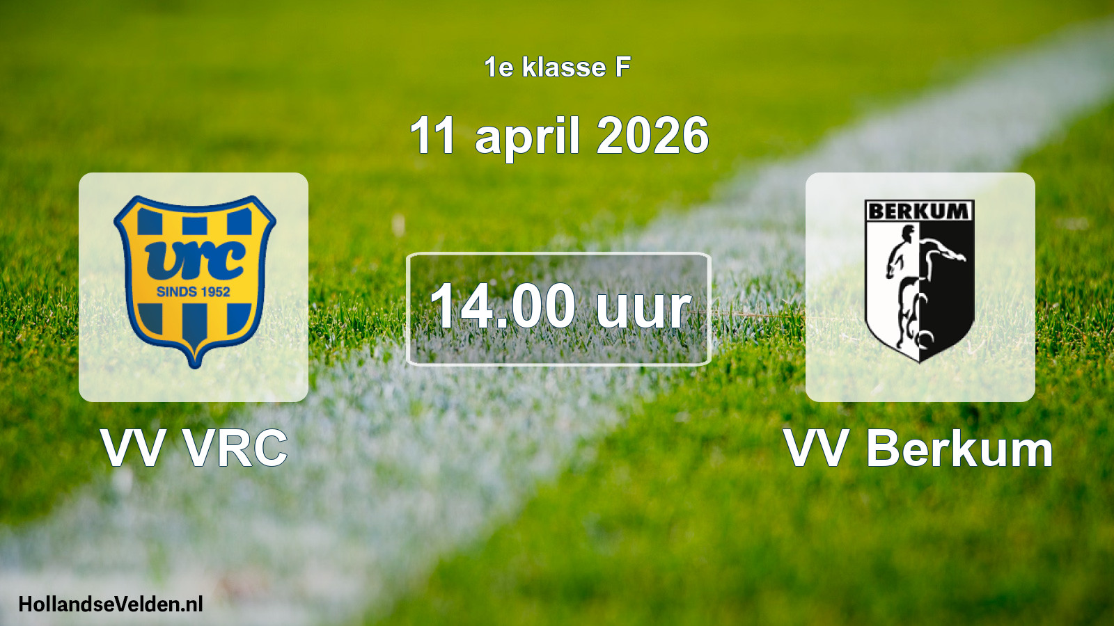 Geplande wedstrijd: VV VRC - VV Berkum (11 april 2026)