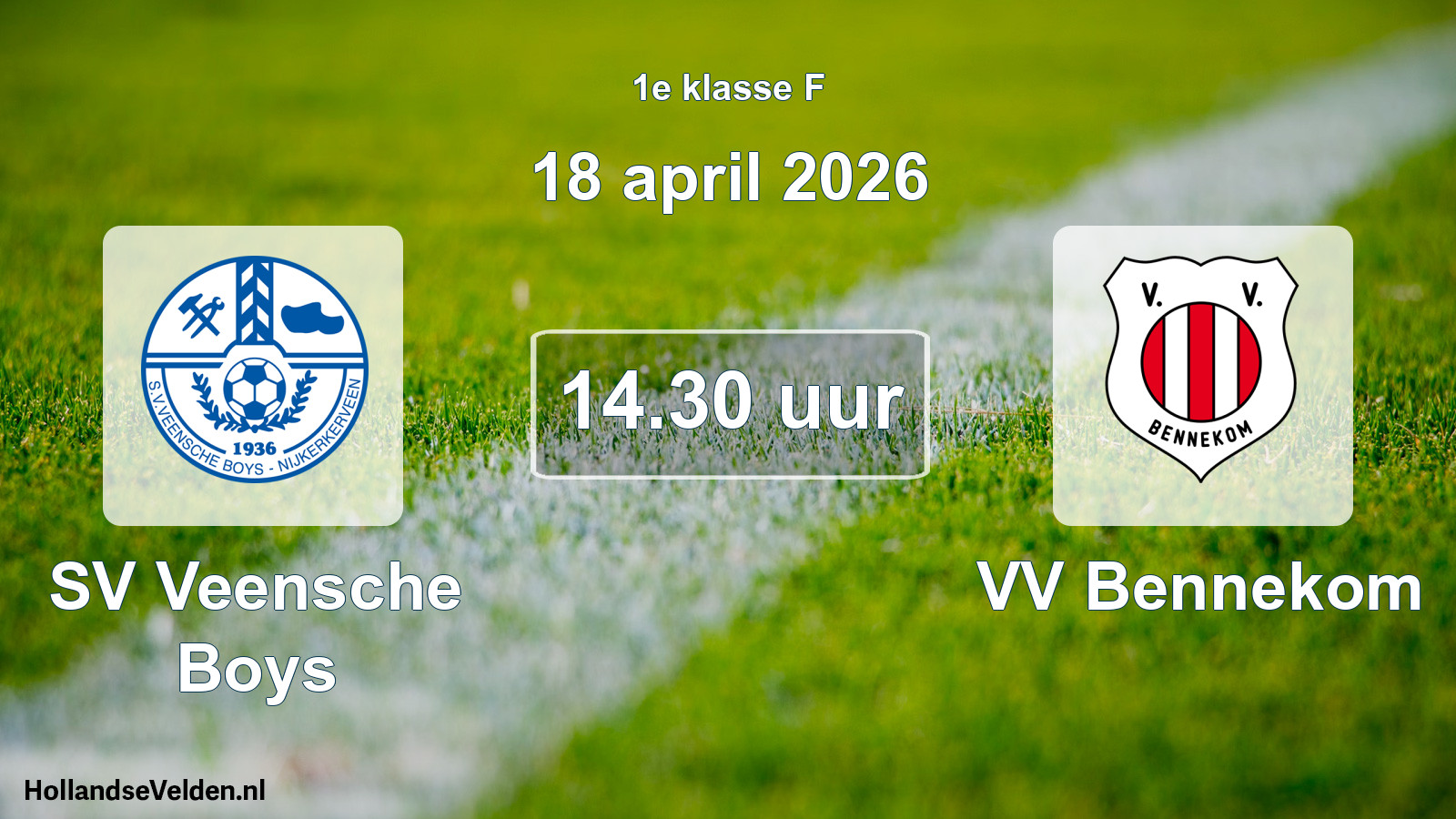Geplande wedstrijd: SV Veensche Boys - VV Bennekom (18 april 2026)