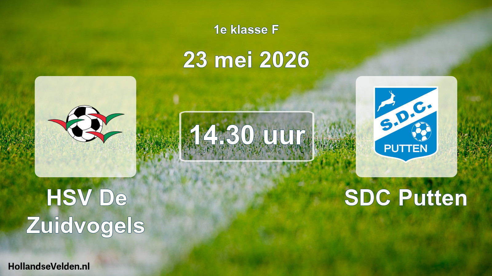 Geplande wedstrijd: HSV De Zuidvogels - SDC Putten (23 mei 2026)