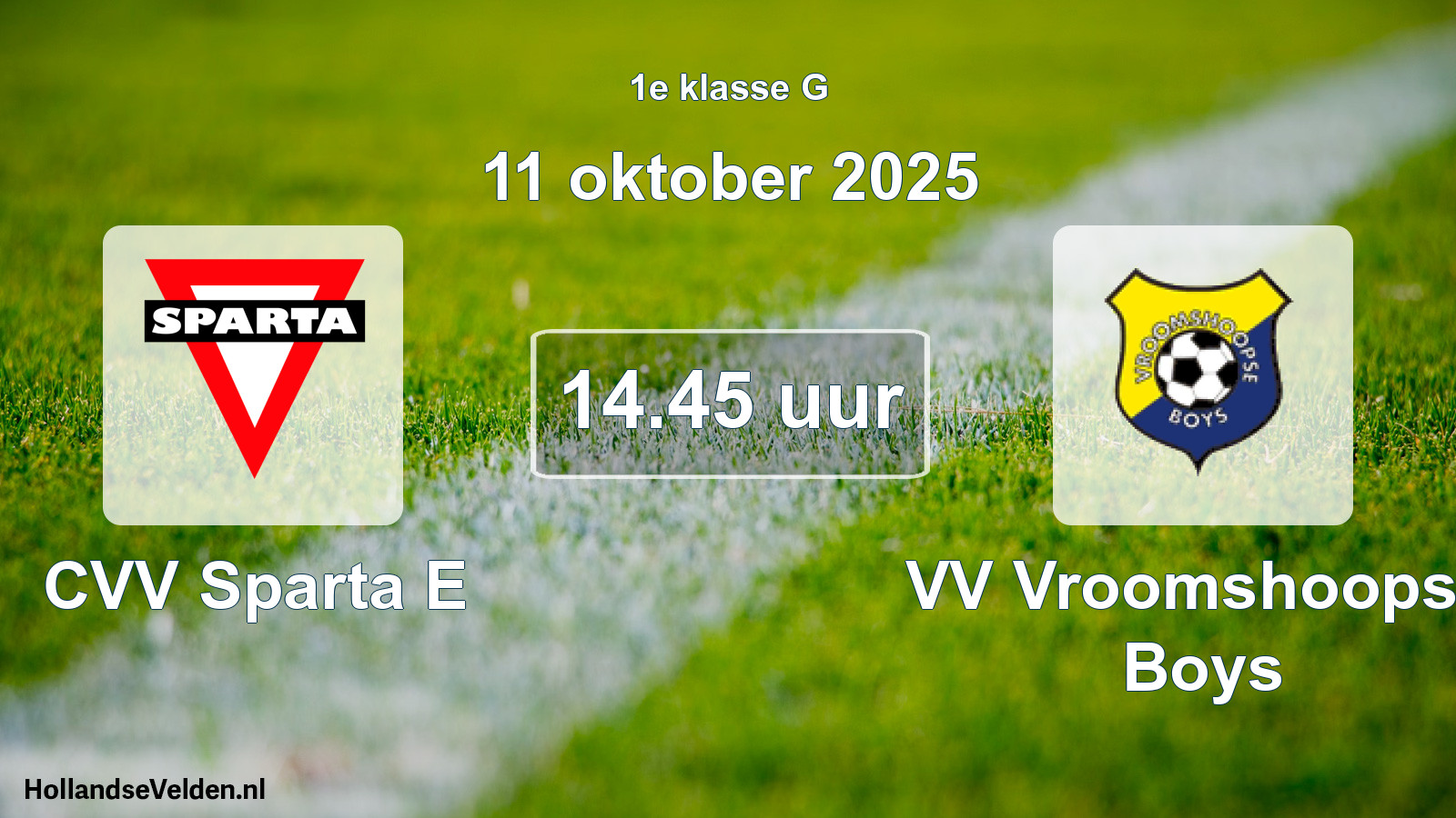 Scheduled Match: CVV Sparta E - VV Vroomshoopse Boys (11 October 2025)