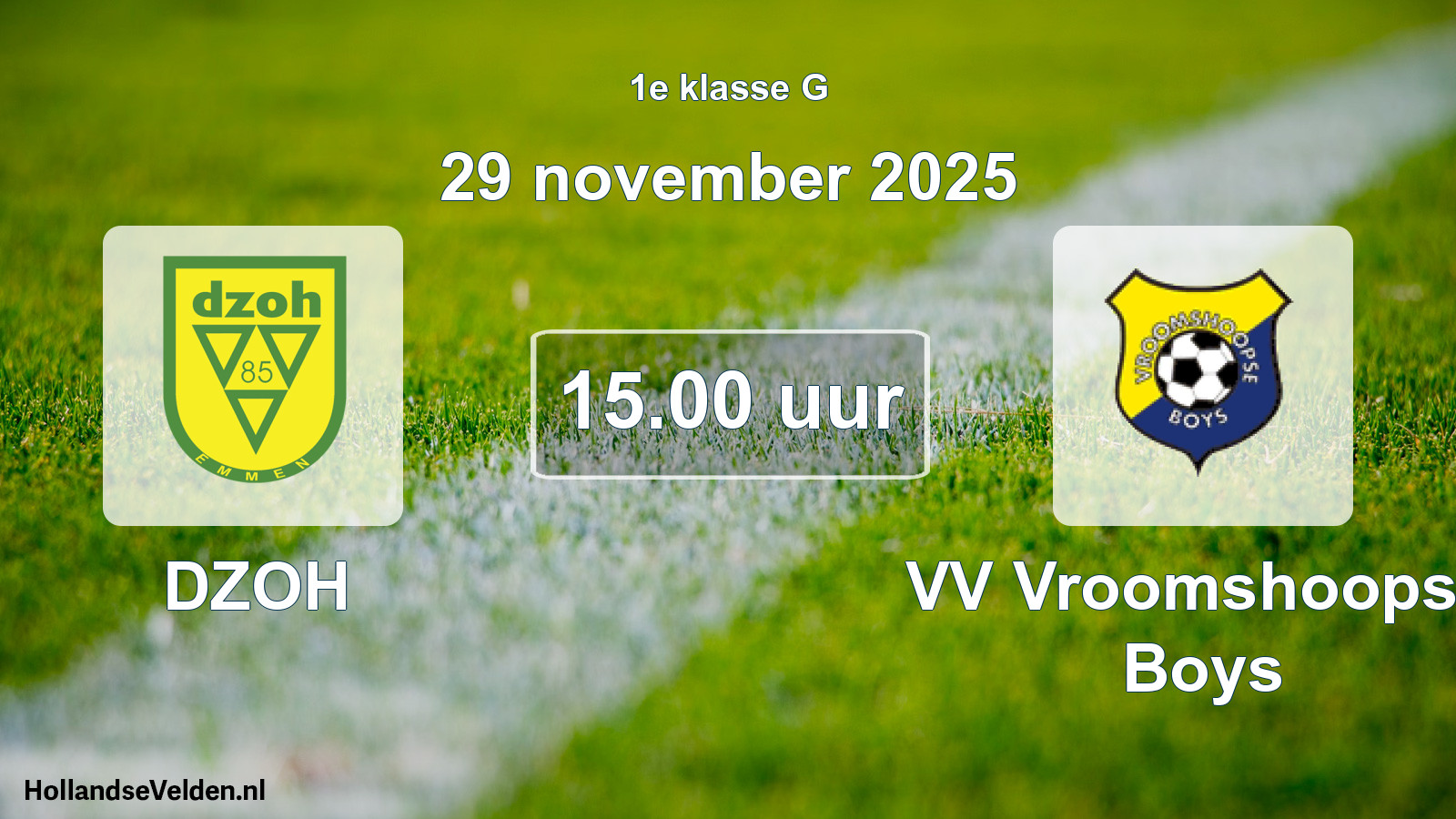Geplande wedstrijd: DZOH - VV Vroomshoopse Boys (29 november 2025)