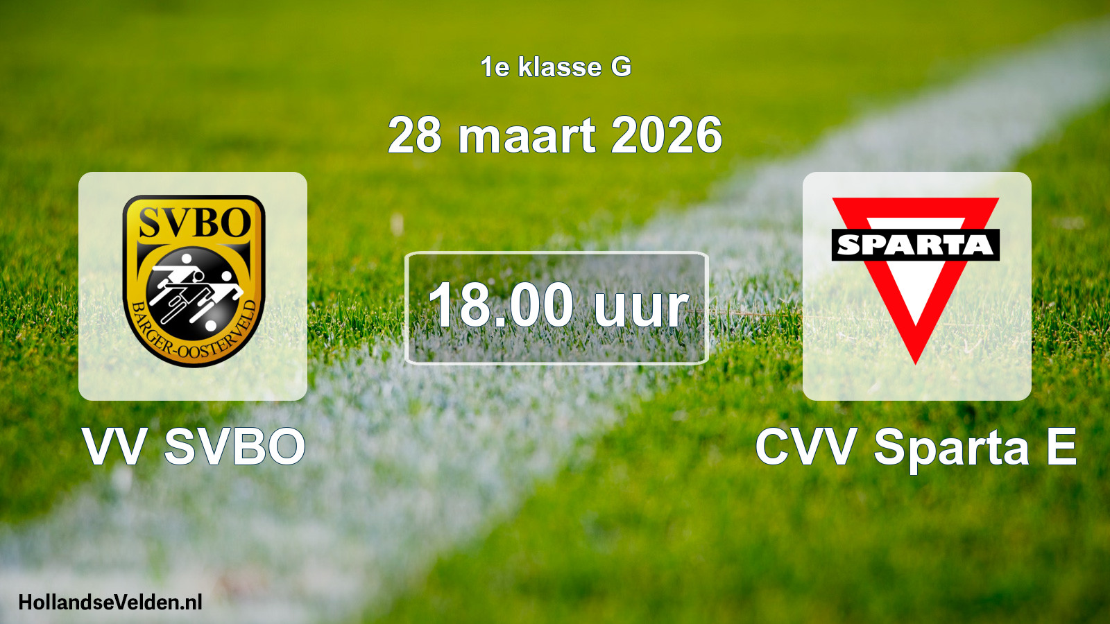 Scheduled Match: VV SVBO - CVV Sparta E (28 March 2026)