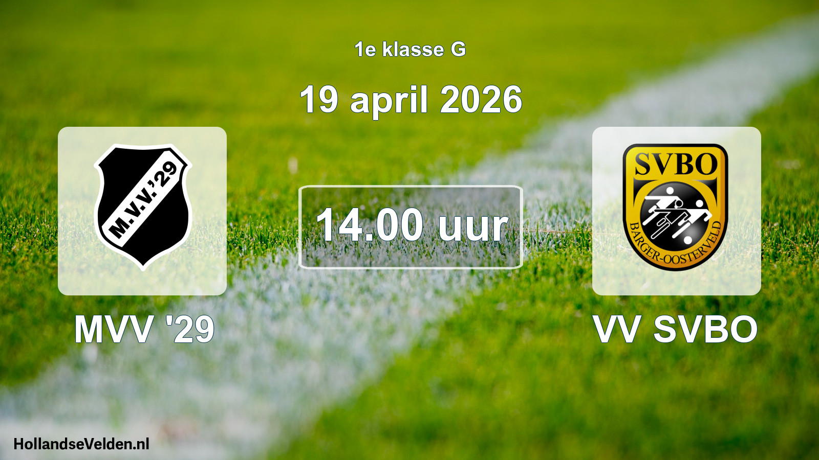 Scheduled Match: MVV '29 - VV SVBO (19 April 2026)