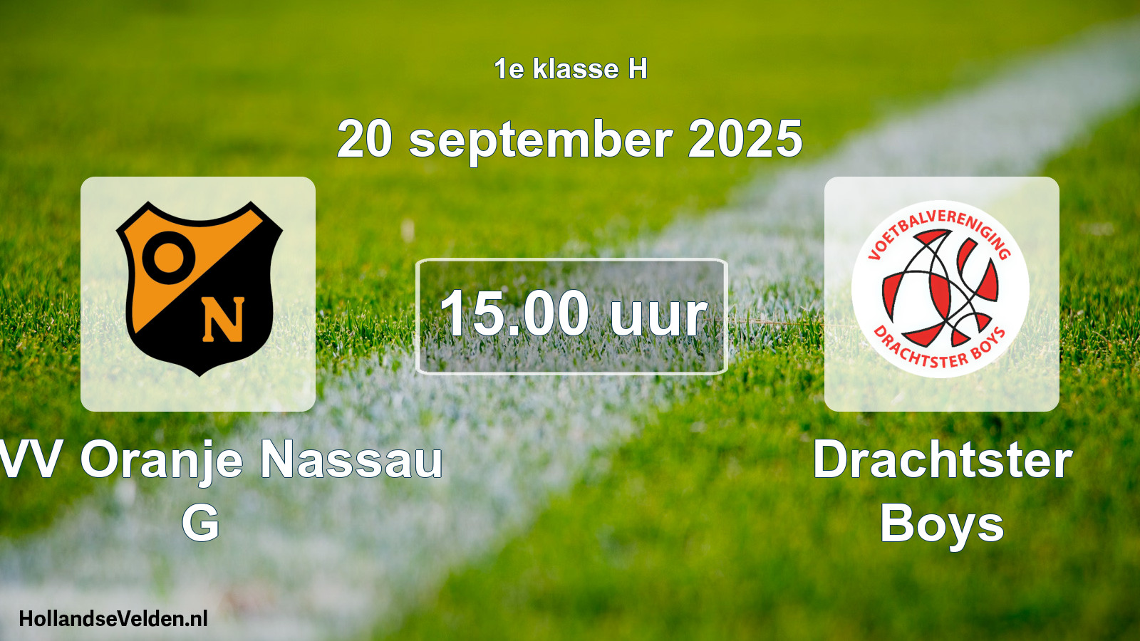 Geplande wedstrijd: CVV Oranje Nassau G - Drachtster Boys (20 september 2025)