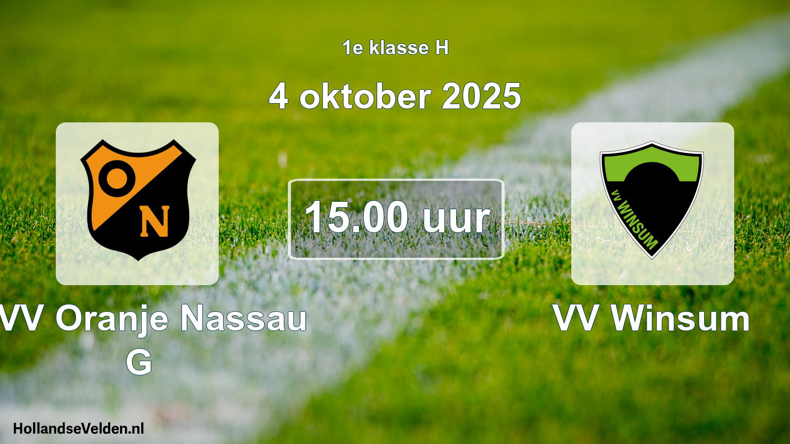 Scheduled Match: CVV Oranje Nassau G - VV Winsum (4 October 2025)