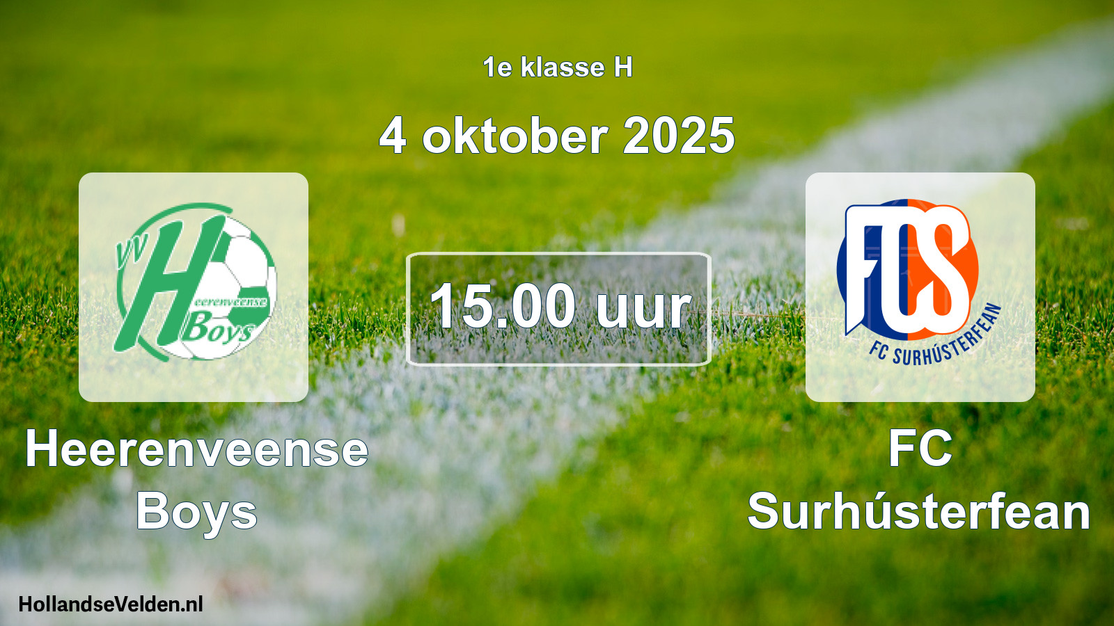 Geplande wedstrijd: Heerenveense Boys - FC Surhústerfean (4 oktober 2025)