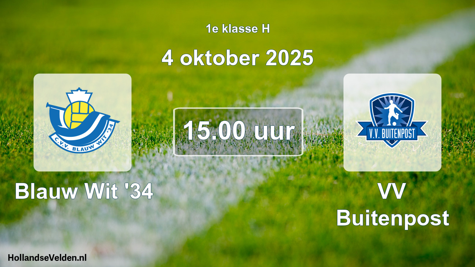 Scheduled Match: Blauw Wit '34 - VV Buitenpost (4 October 2025)