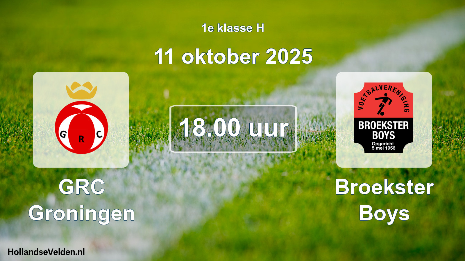 Scheduled Match: GRC Groningen - Broekster Boys (11 October 2025)