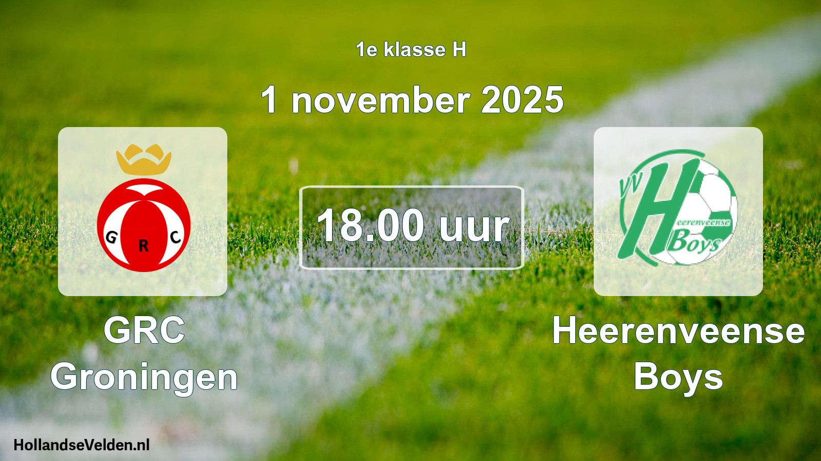 Scheduled Match: GRC Groningen - Heerenveense Boys (1 November 2025)