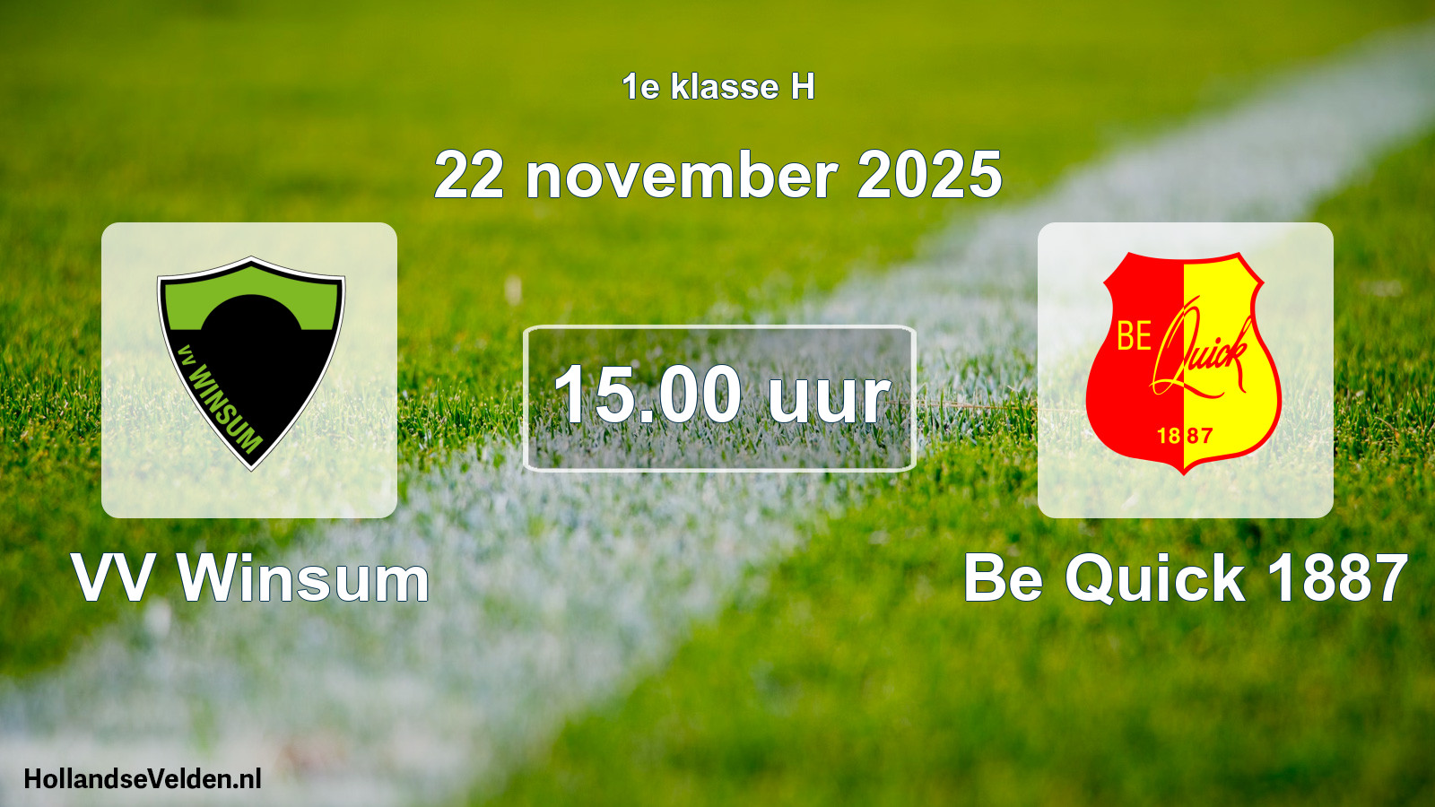 Geplande wedstrijd: VV Winsum - Be Quick 1887 (22 november 2025)