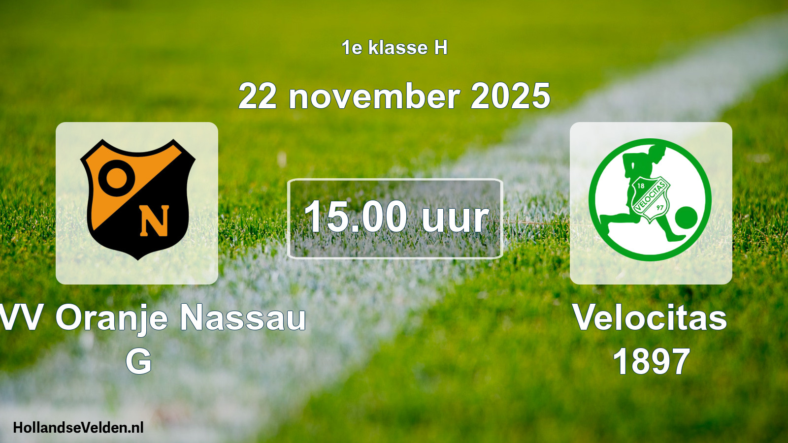Geplande wedstrijd: CVV Oranje Nassau G - Velocitas 1897 (22 november 2025)
