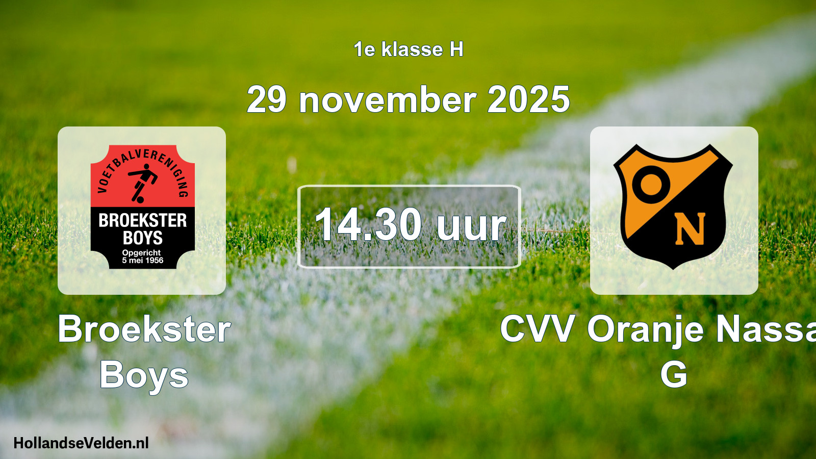 Scheduled Match: Broekster Boys - CVV Oranje Nassau G (29 November 2025)