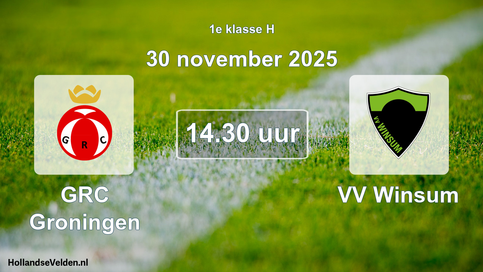 Scheduled Match: GRC Groningen - VV Winsum (30 November 2025)