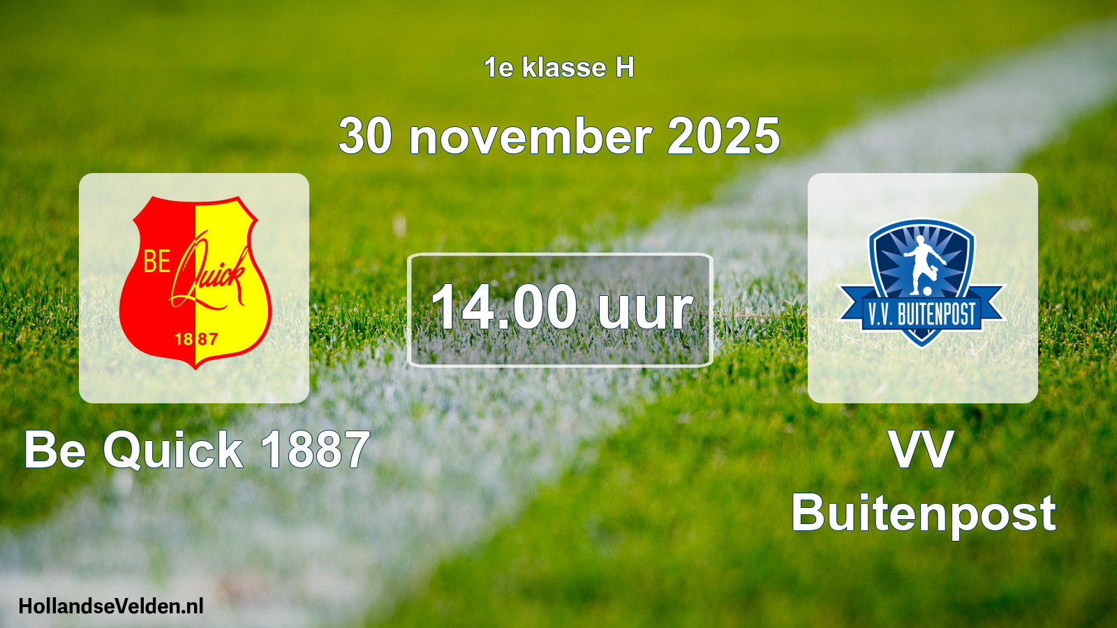 Scheduled Match: Be Quick 1887 - VV Buitenpost (30 November 2025)