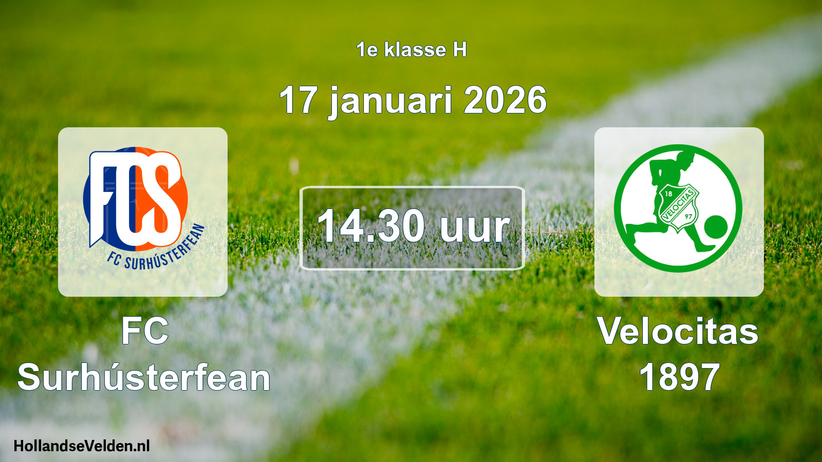 Geplande wedstrijd: FC Surhústerfean - Velocitas 1897 (17 januari 2026)