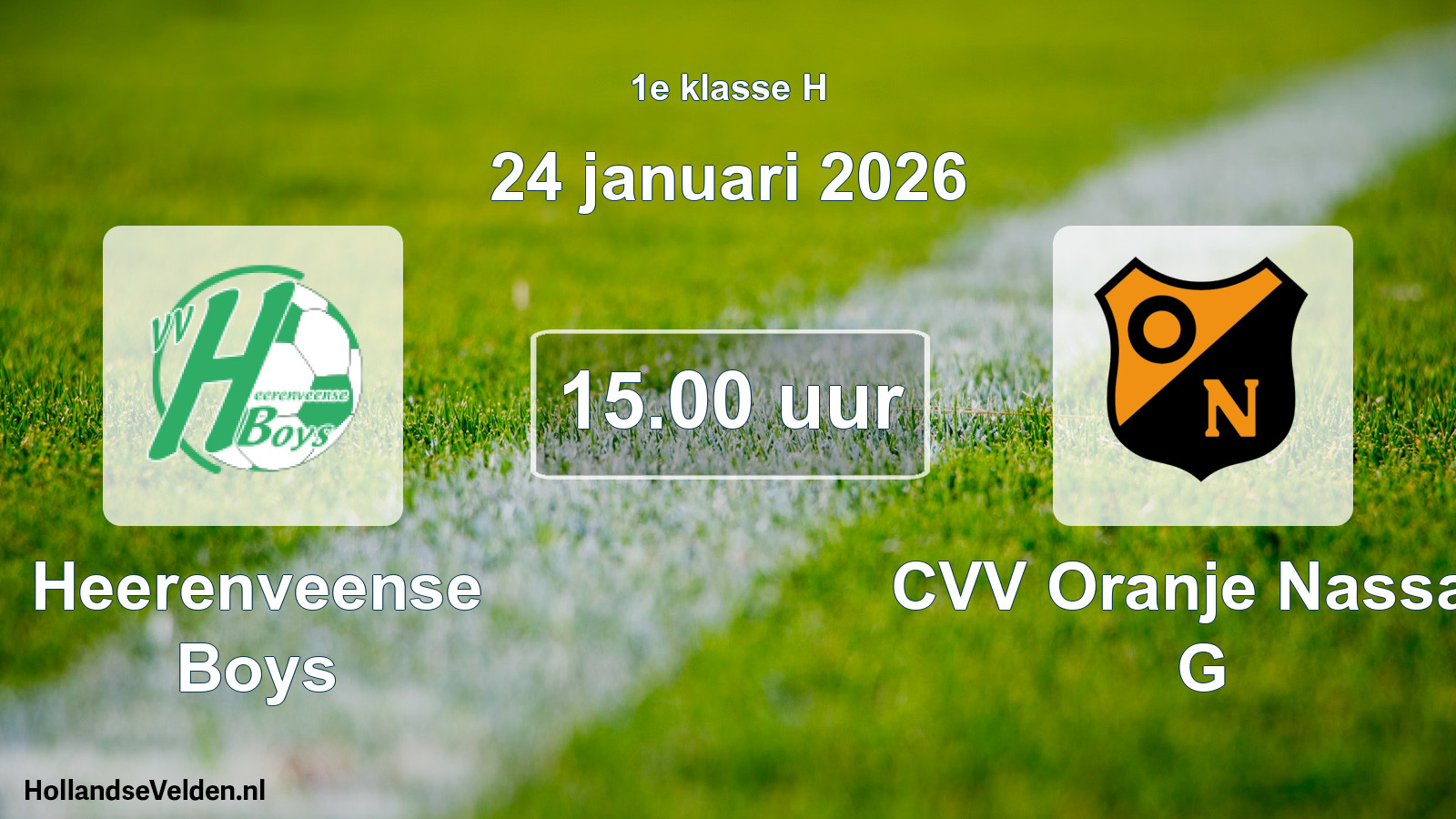 Scheduled Match: Heerenveense Boys - CVV Oranje Nassau G (24 January 2026)