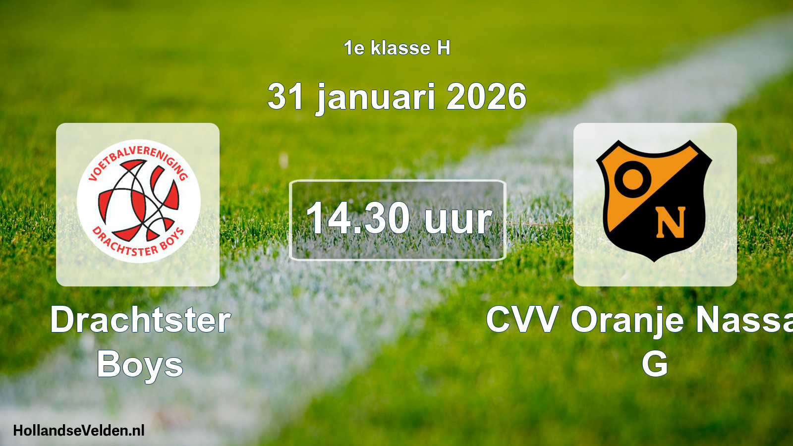 Geplande wedstrijd: Drachtster Boys - CVV Oranje Nassau G (31 januari 2026)