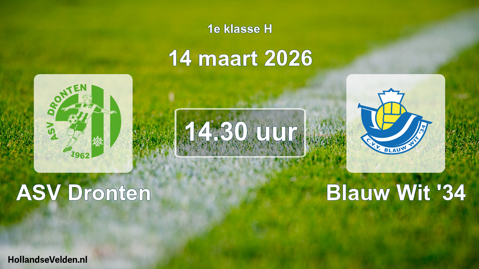 Scheduled Match: ASV Dronten - Blauw Wit '34 (14 March 2026)