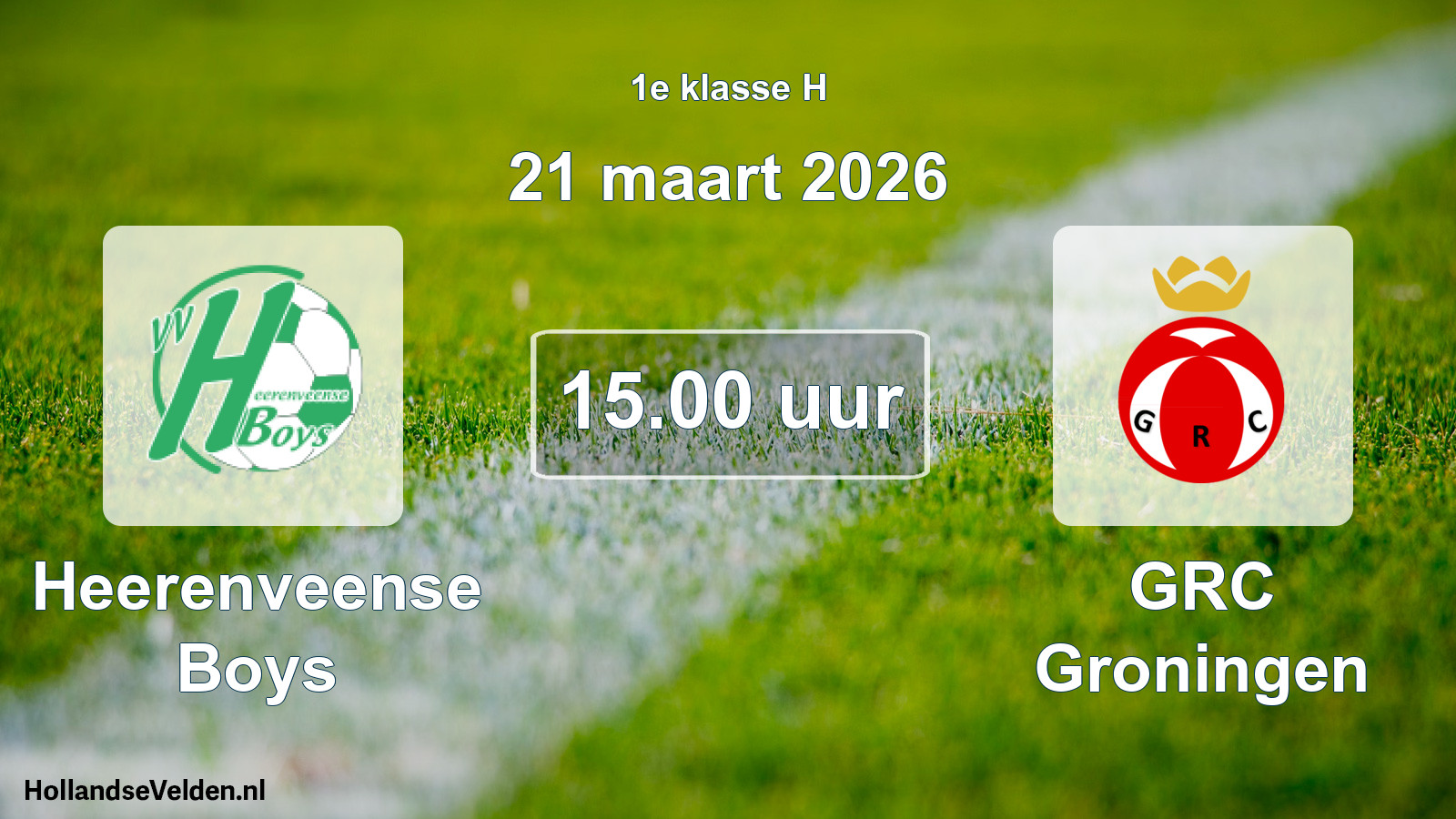 Scheduled Match: Heerenveense Boys - GRC Groningen (21 March 2026)