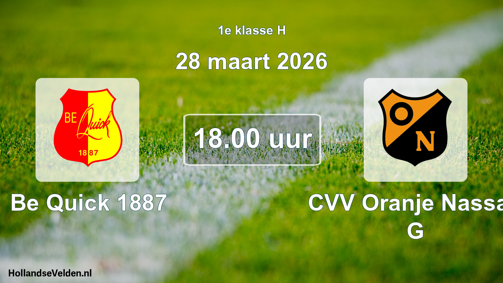 Scheduled Match: Be Quick 1887 - CVV Oranje Nassau G (28 March 2026)