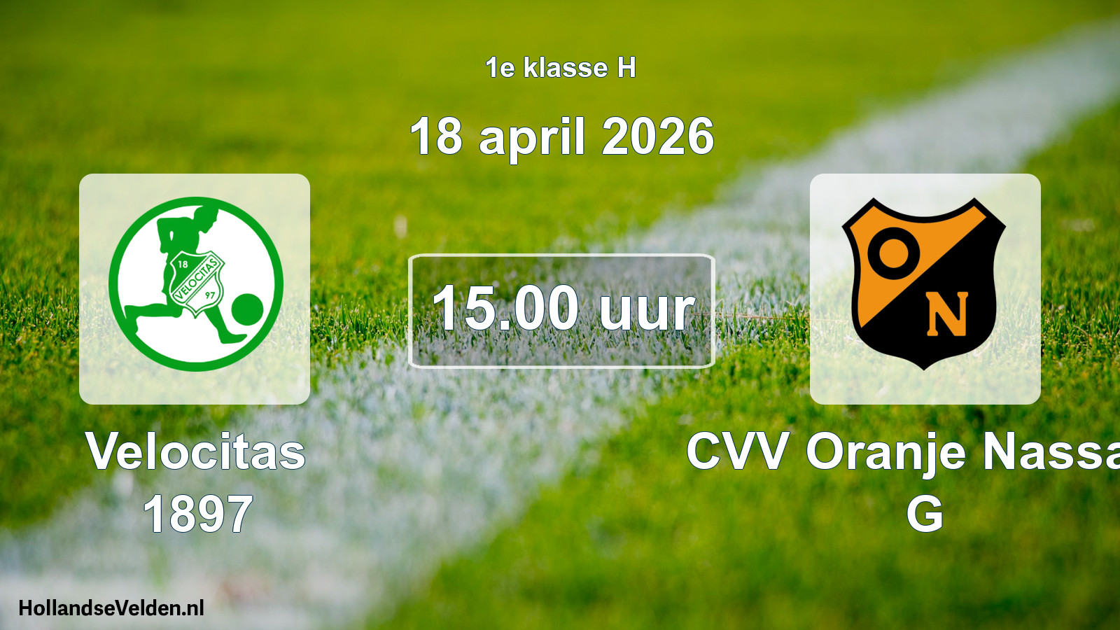 Geplande wedstrijd: Velocitas 1897 - CVV Oranje Nassau G (18 april 2026)