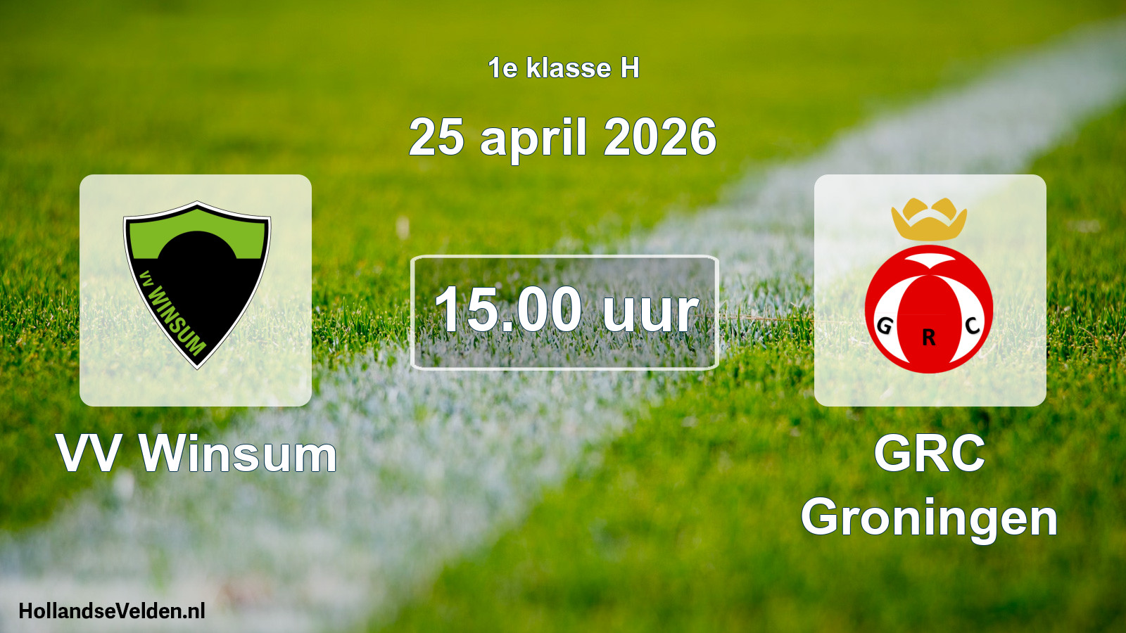 Scheduled Match: VV Winsum - GRC Groningen (25 April 2026)