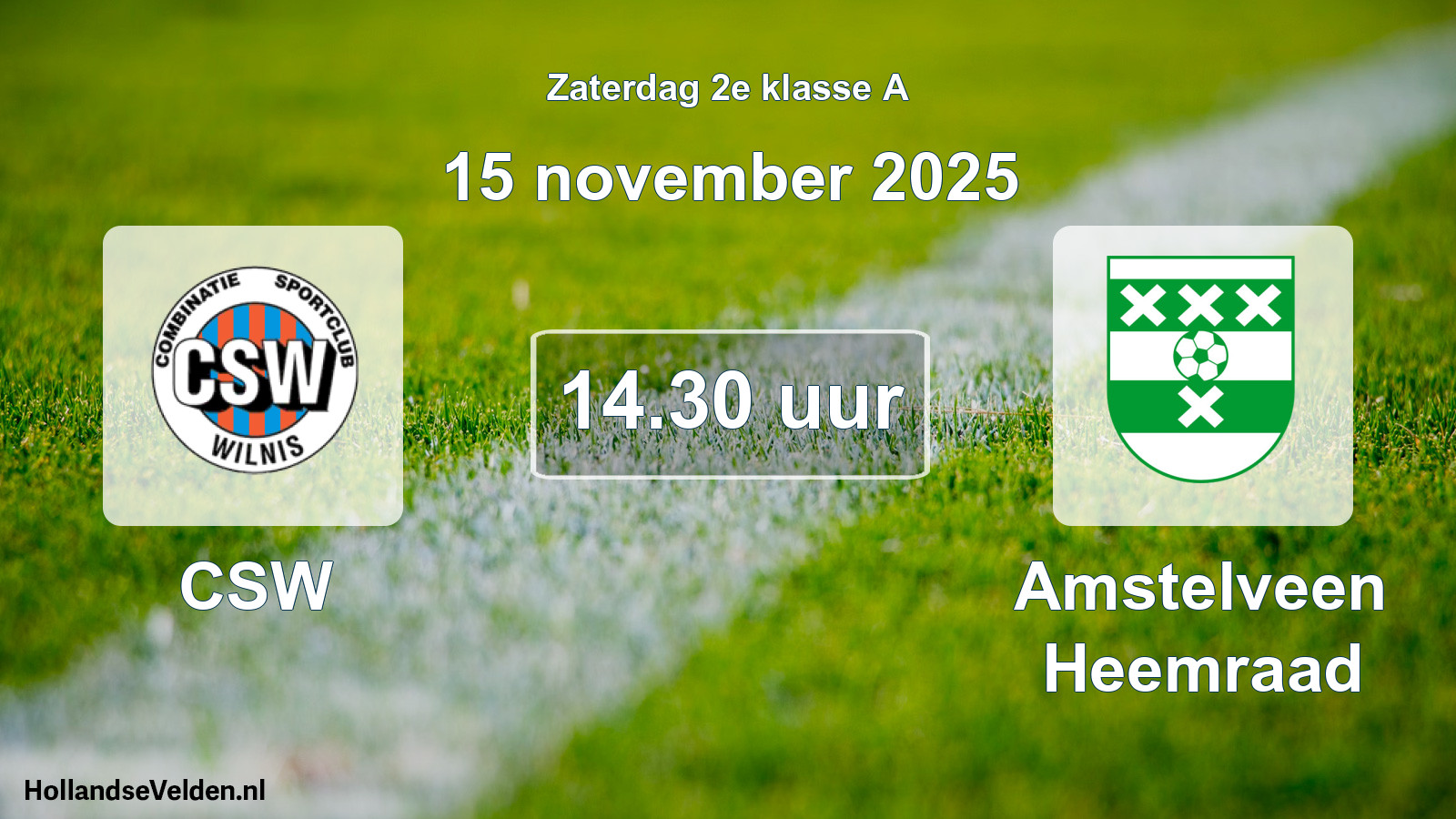 Geplande wedstrijd: CSW - Amstelveen Heemraad (15 november 2025)