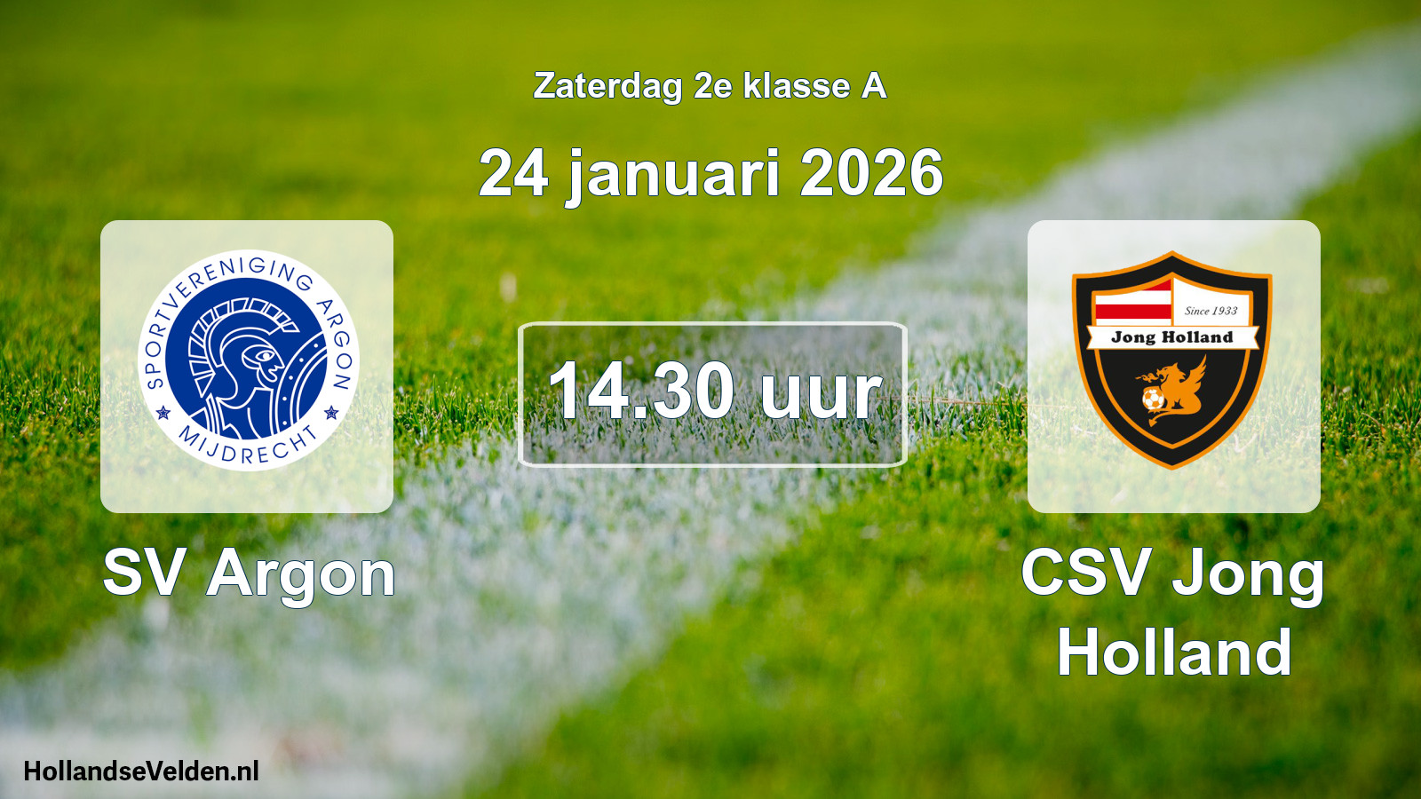 Scheduled Match: SV Argon - CSV Jong Holland (24 January 2026)