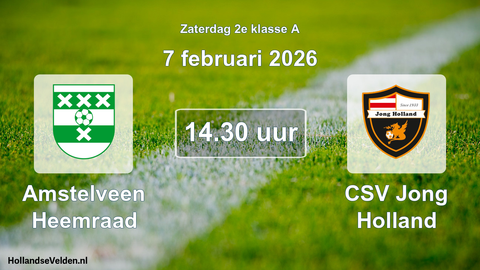 Scheduled Match: Amstelveen Heemraad - CSV Jong Holland (7 February 2026)