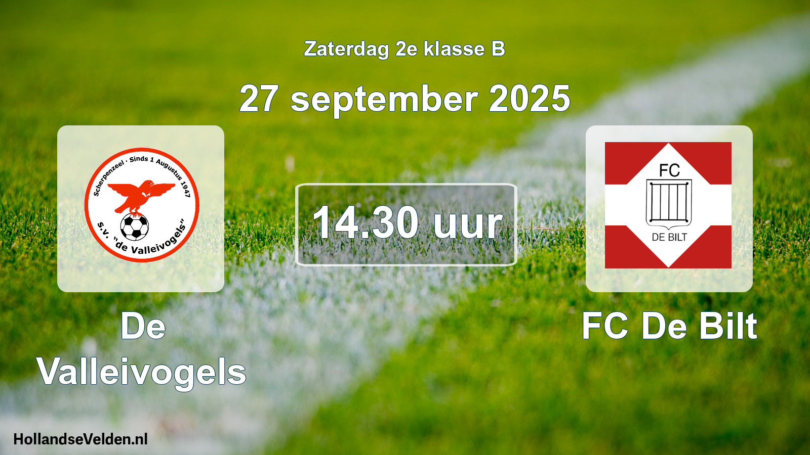 Geplande wedstrijd: De Valleivogels - FC De Bilt (27 september 2025)