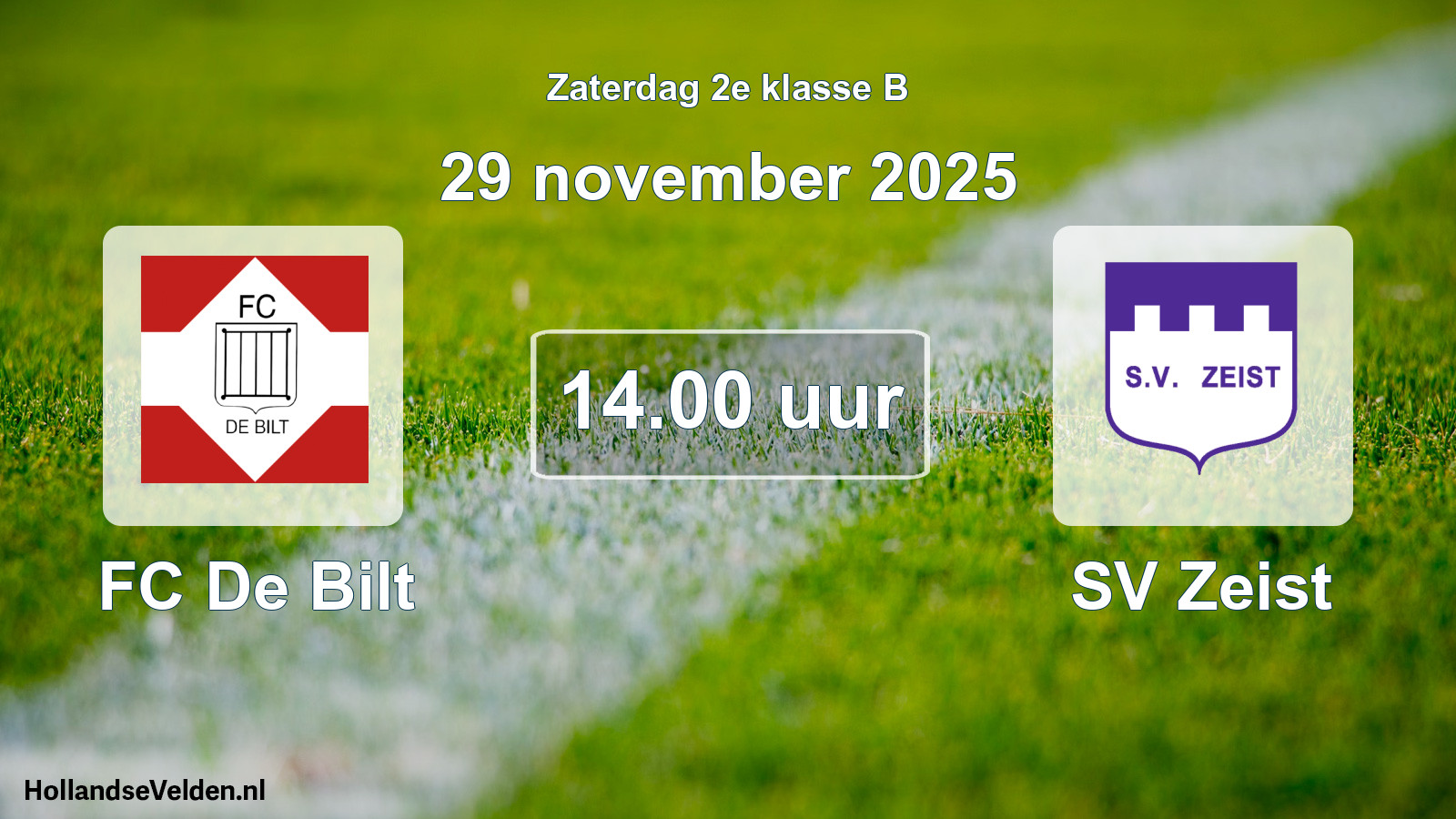Geplande wedstrijd: FC De Bilt - SV Zeist (29 november 2025)