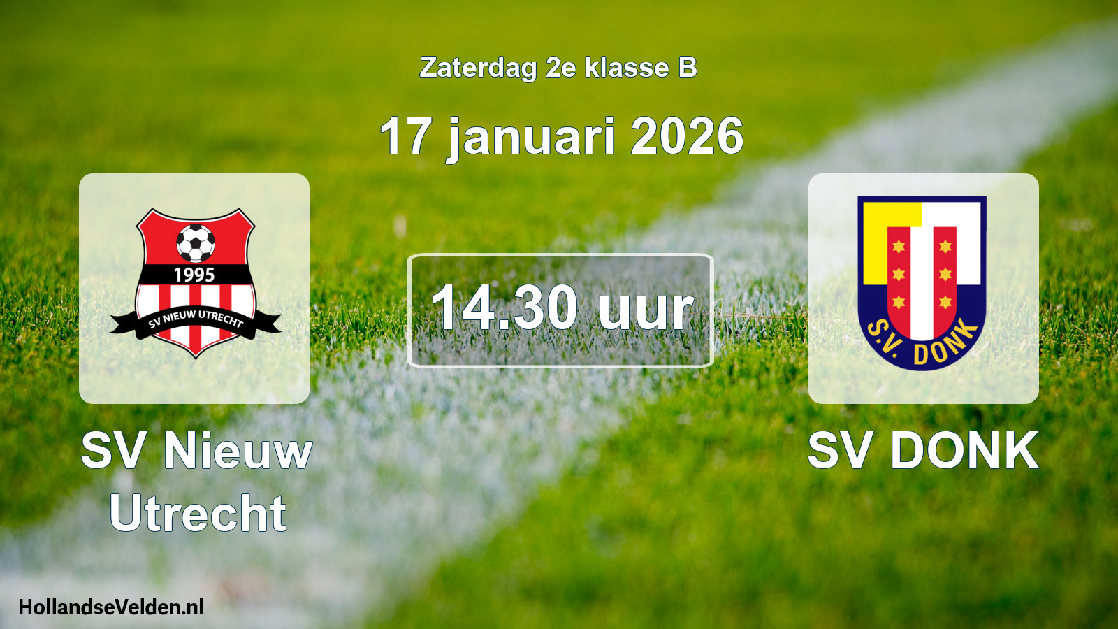 Geplande wedstrijd: SV Nieuw Utrecht - SV DONK (17 januari 2026)