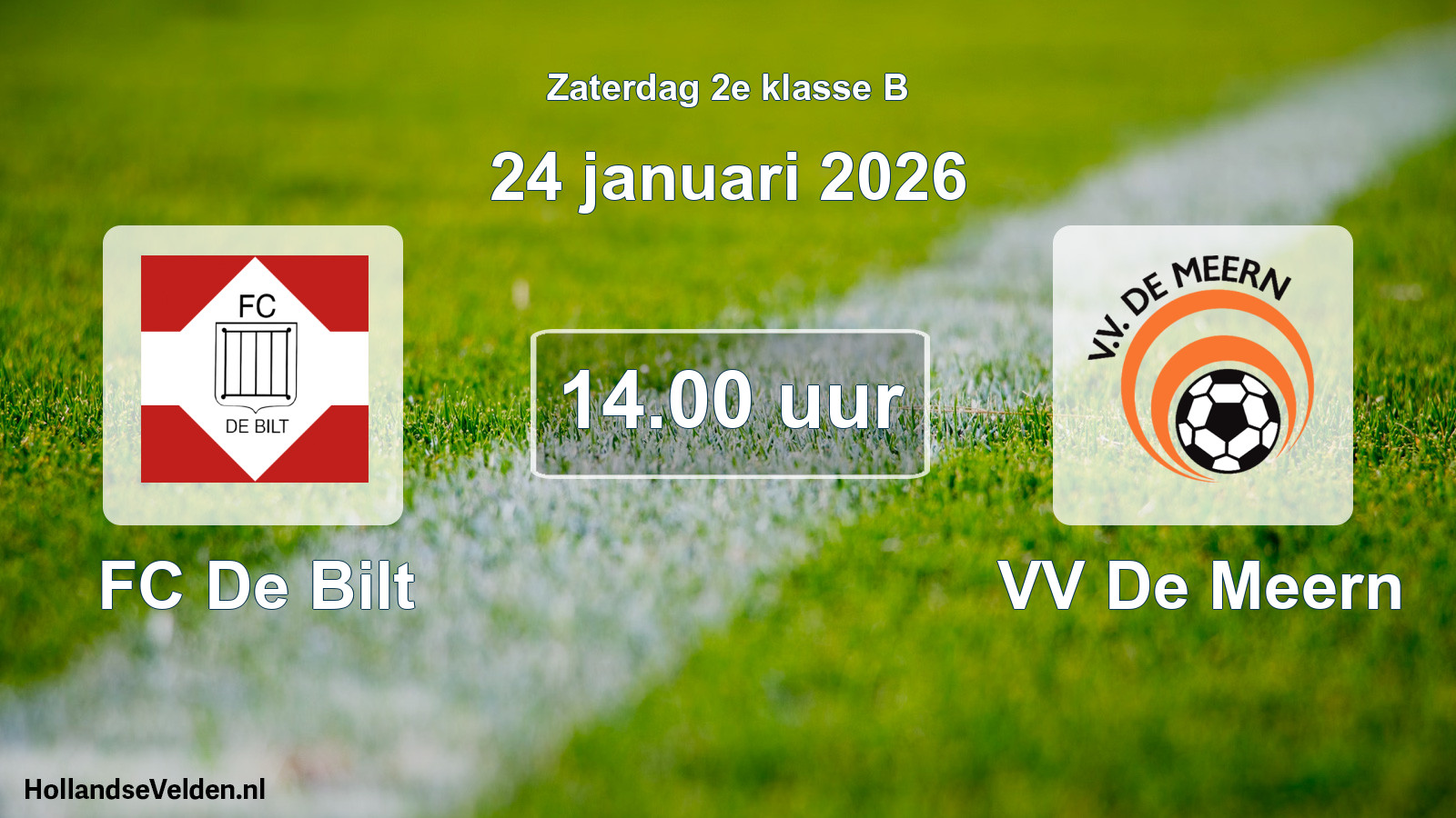 Geplande wedstrijd: FC De Bilt - VV De Meern (24 januari 2026)