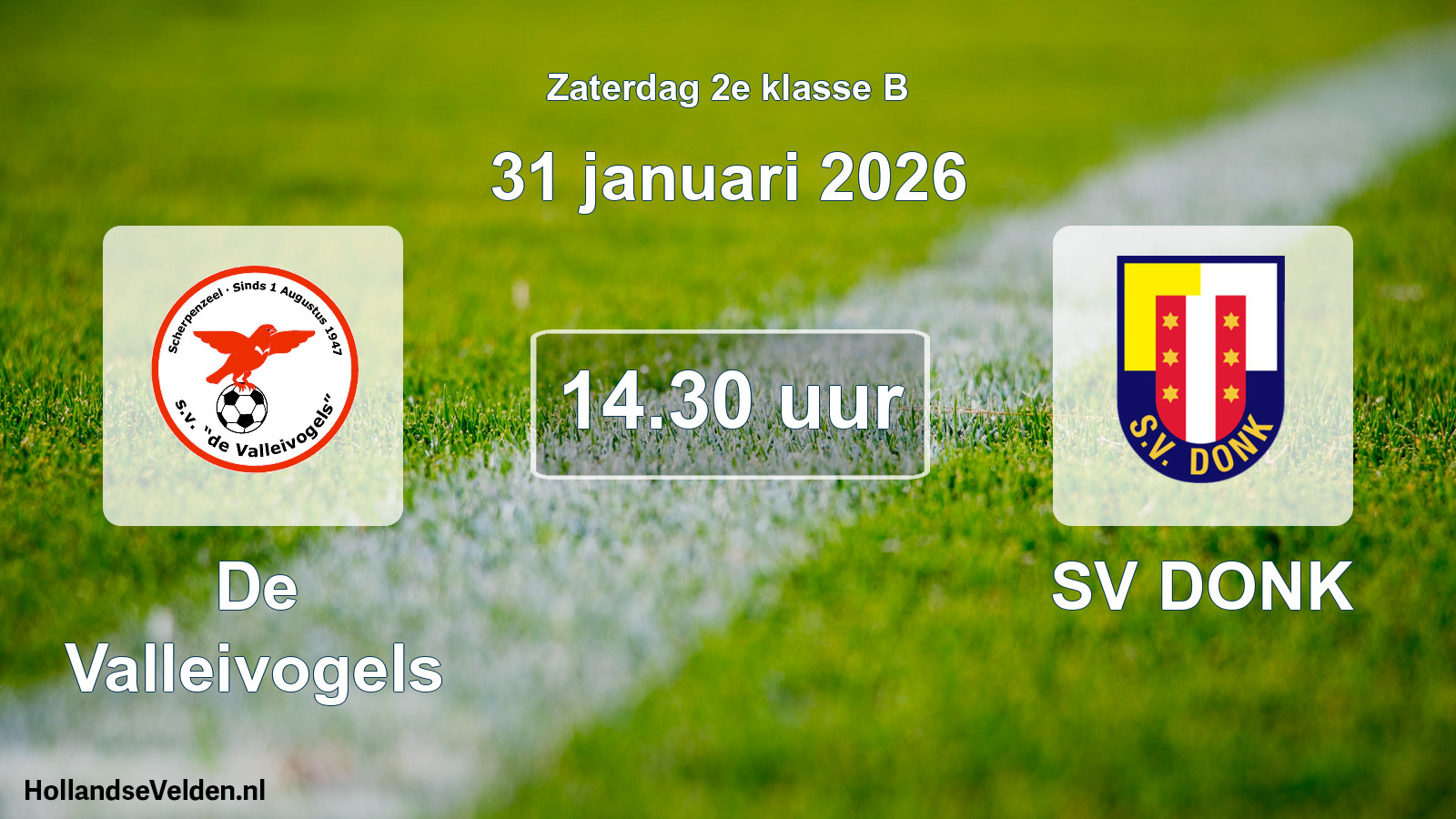 Scheduled Match: De Valleivogels - SV DONK (31 January 2026)