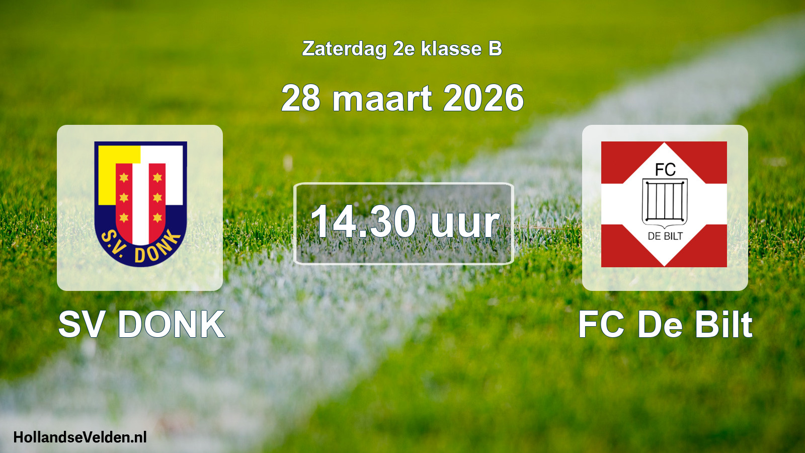 Geplande wedstrijd: SV DONK - FC De Bilt (28 maart 2026)