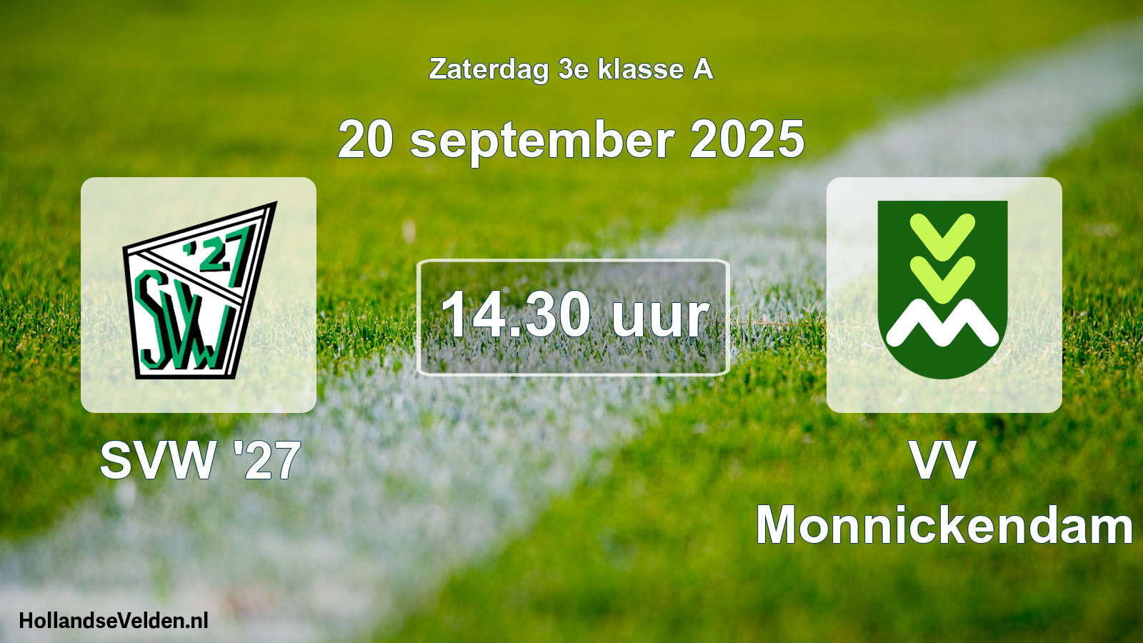 Geplande wedstrijd: SVW '27 - VV Monnickendam (20 september 2025)