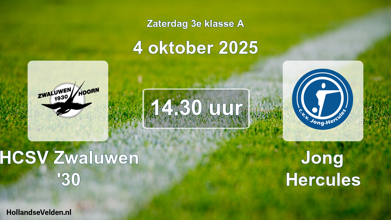 Geplande wedstrijd: HCSV Zwaluwen '30 - Jong Hercules (4 oktober 2025)