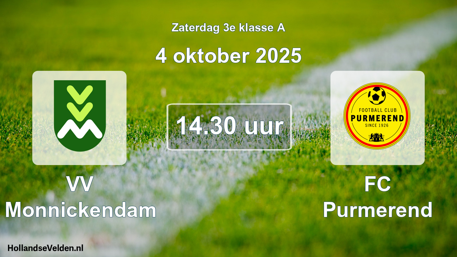 Geplande wedstrijd: VV Monnickendam - FC Purmerend (4 oktober 2025)
