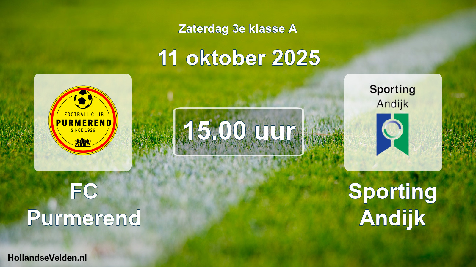 Geplande wedstrijd: FC Purmerend - Sporting Andijk (11 oktober 2025)
