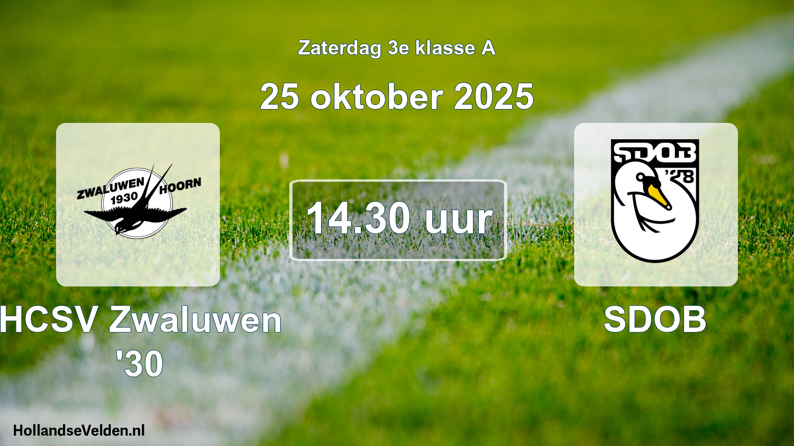 Geplande wedstrijd: HCSV Zwaluwen '30 - SDOB (25 oktober 2025)